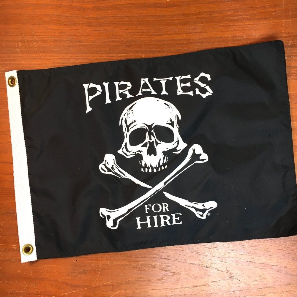 SKULL & BONES Pirate Party Flag Jolly Roger 12" x 18" EUC